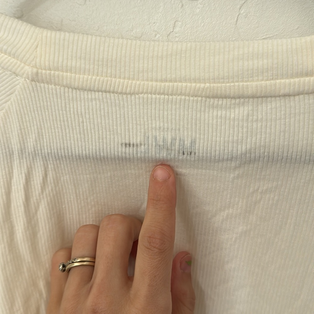 Madewell MWL Lighthouse Cream Off White Super Crop Ribbed Raglan Top XL - Picture 10 of 11